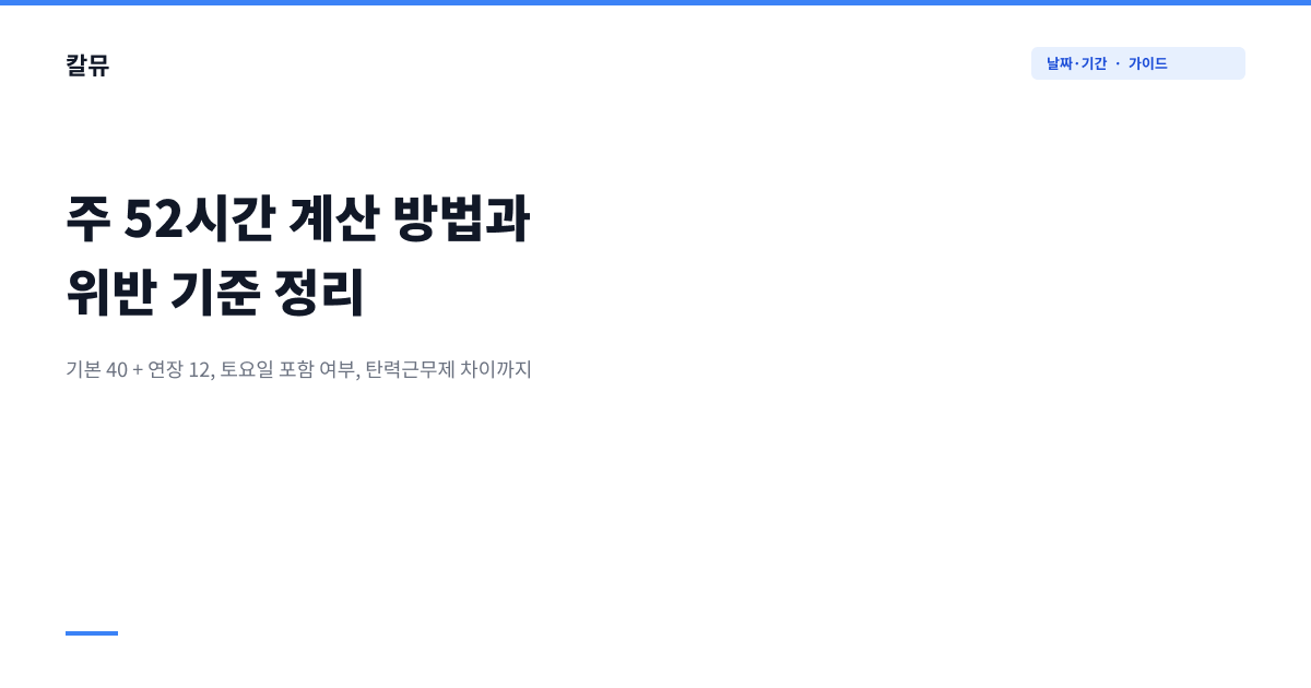 주 52시간 계산 방법과 위반 기준 정리